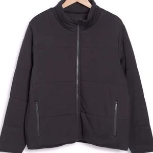 Three Dots jacket women’s quilted black short jacket full zip Size M